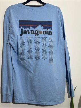 Patagonia-Inspired Light Blue Long-Sleeve Graphic Tee